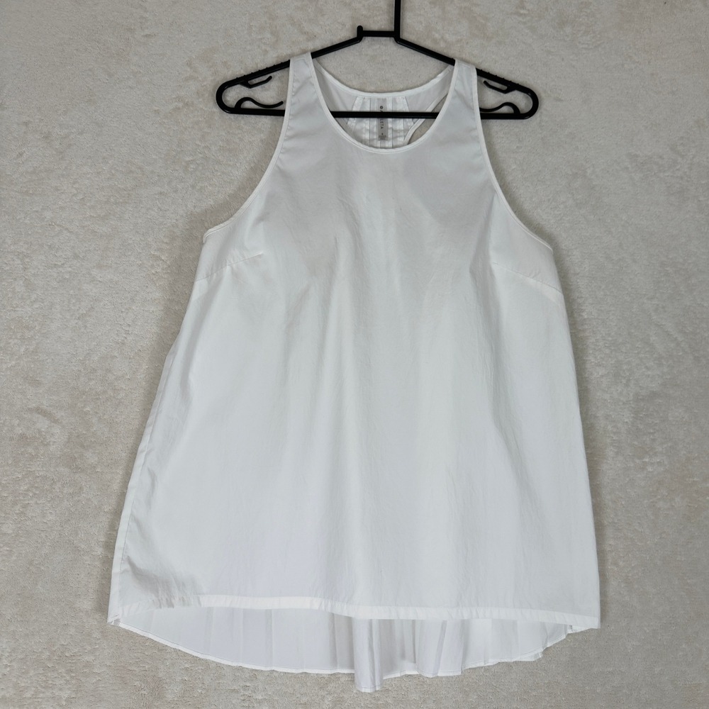 Athleta Sojourn White Pleated‎ Racerback Tank Top Size S Lightweight Athletic